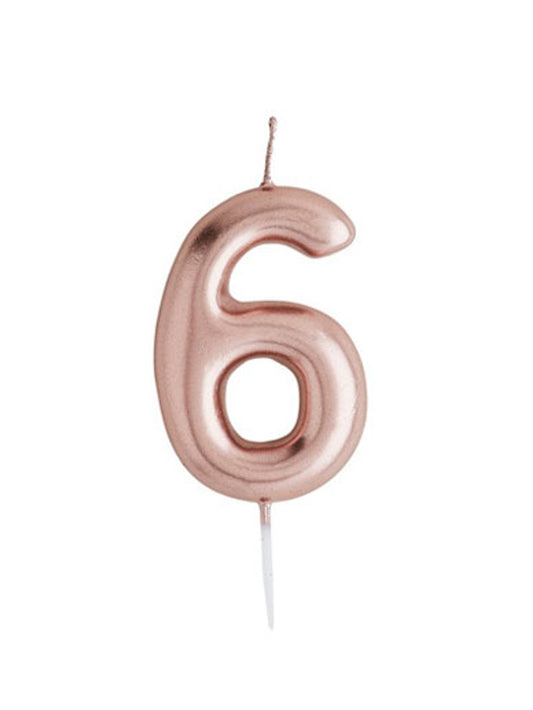 BIRTHDAY CANDLE ROSE GOLD NO 6