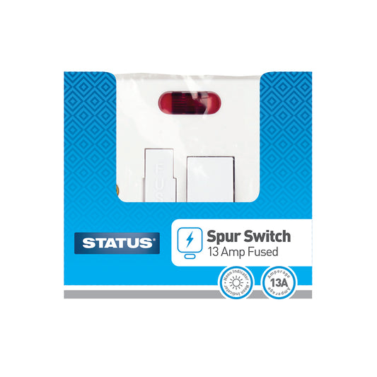 1 gang - Spur Switch - 13 amp Fused - Connection Unit - Switched - Neon Indicator - White - 1 pk