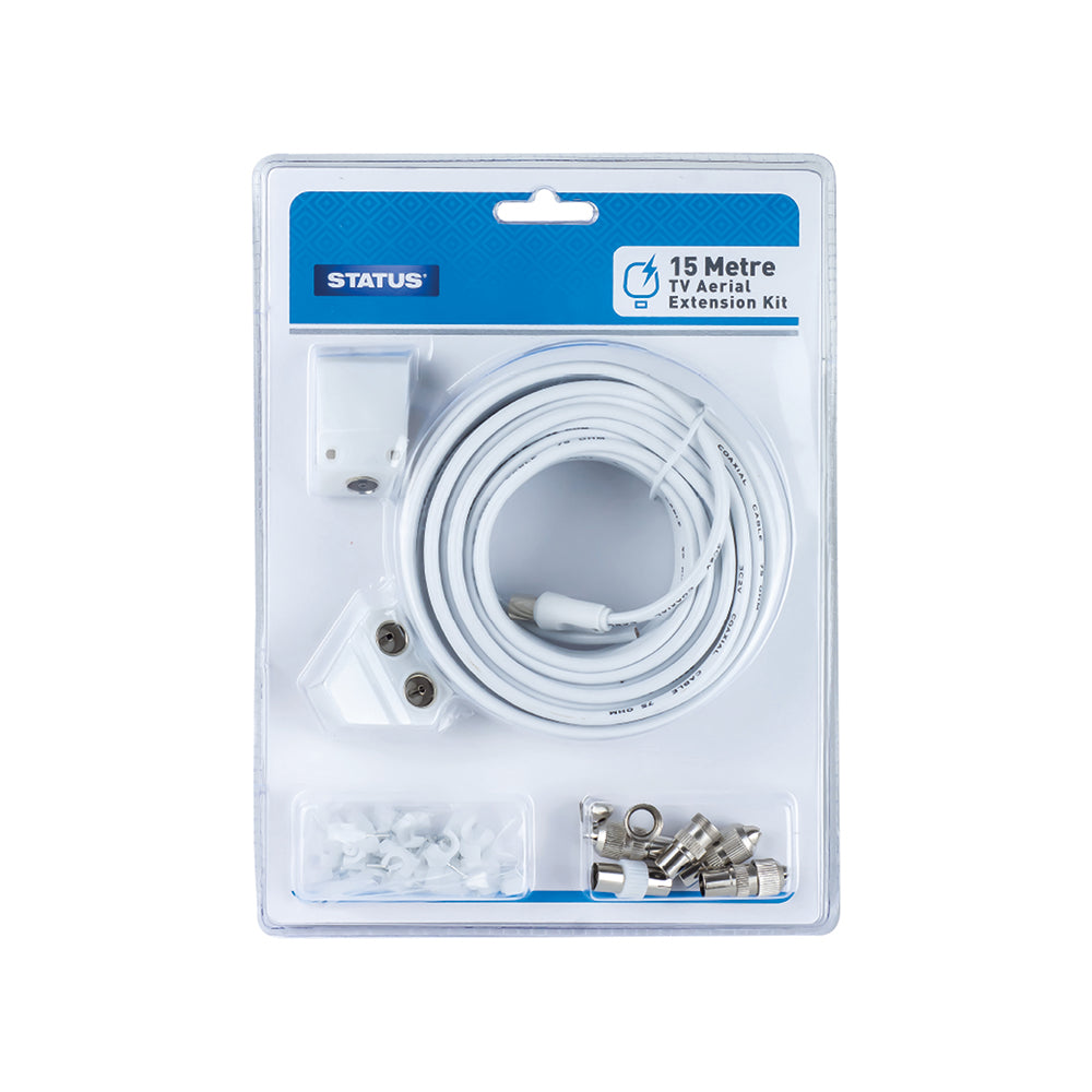 TV 15 Mtr Aerial Extensions Kit Adaptor - White -1 pk