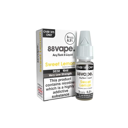 88Vape Anytank Sweet Lemon 3mg E-Liquid - 10ml Bottle