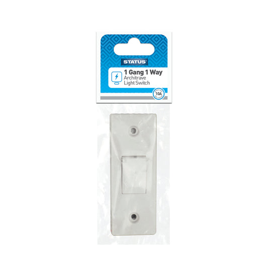 1 gang - 1 way - Architrave - Light Switch - White -1 pk