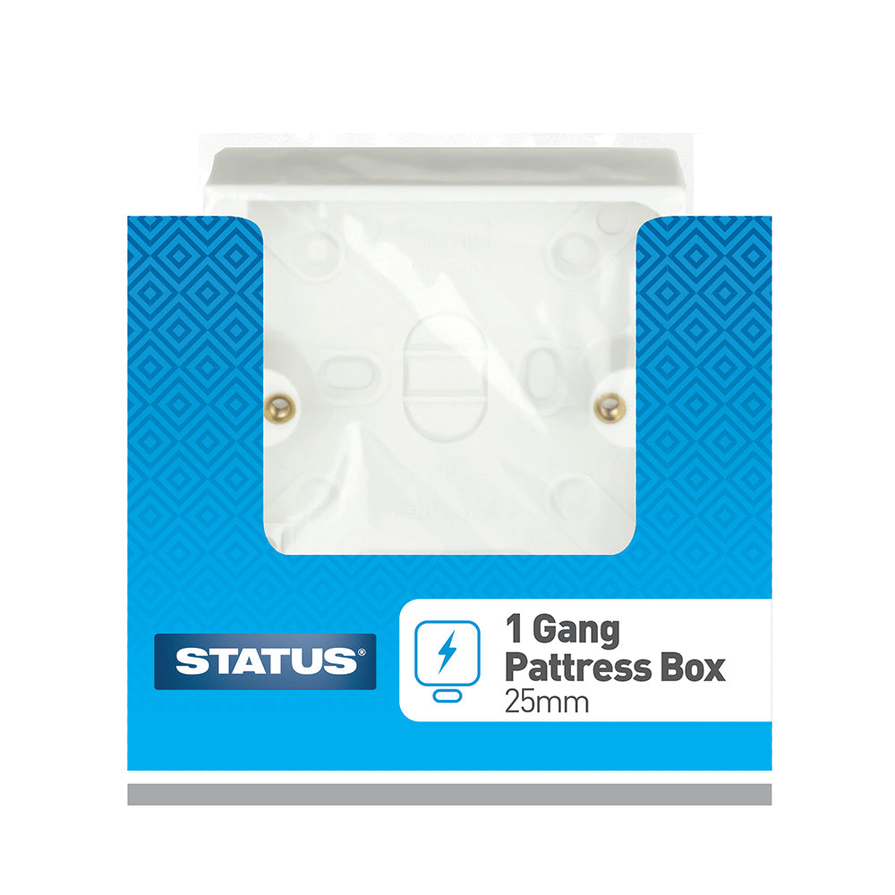 1 gang - 25mm - Pattress Box - White -1 pk