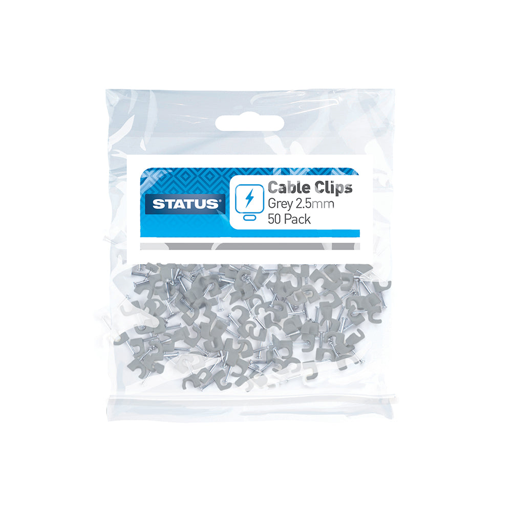 2.5mm - Grey -T & E Cable Clips - 50 pk