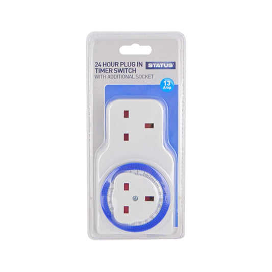 24 Hour - Timer Switch - 2 x socket Outlet - White - 1 pk