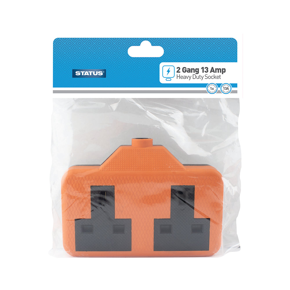 2 way - Orange - Re-wireable Socket Block -1 pk - in Poly Bag / Header Card