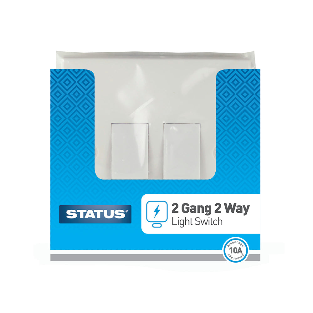 2 gang - 2 way - Light Switch - White - Status - 1 pk