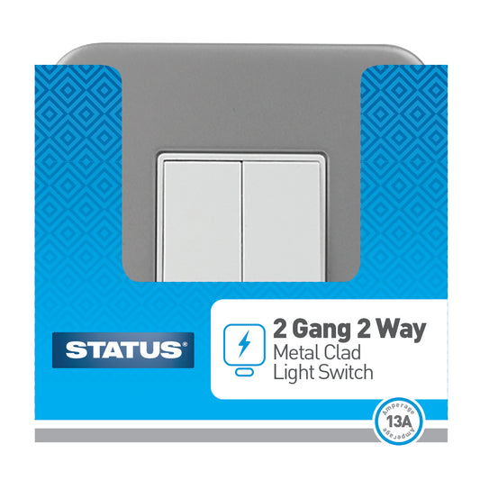 2 gang - 2 way - Metal Clad - Light Switch - 1 pk