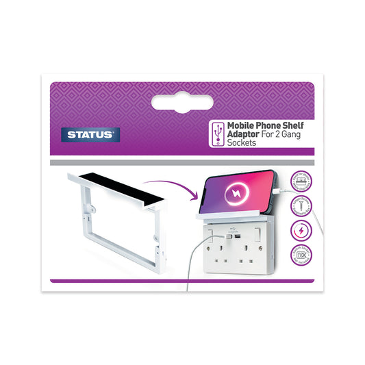 2 gang - Mobile Phone Shelf - White - Status - 1 pk