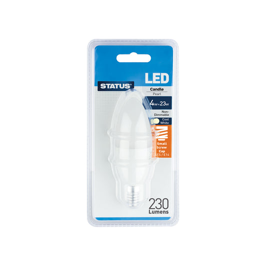 4w = 23w = 230 lumens -LED - Candle - SES - PA - Pearl - Cool White - 1 pk