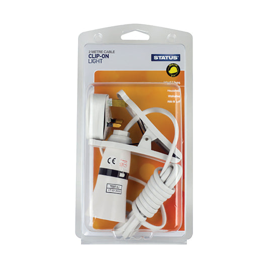 Clip on Light 2Mtr Cable White  Plug 1pk