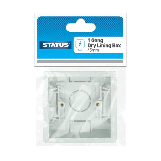 1 gang - 45 mm - Dry Lining Box - White -1 pk