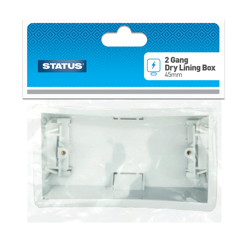 2 gang - 45 mm - Dry Lining Box - White -1 pk