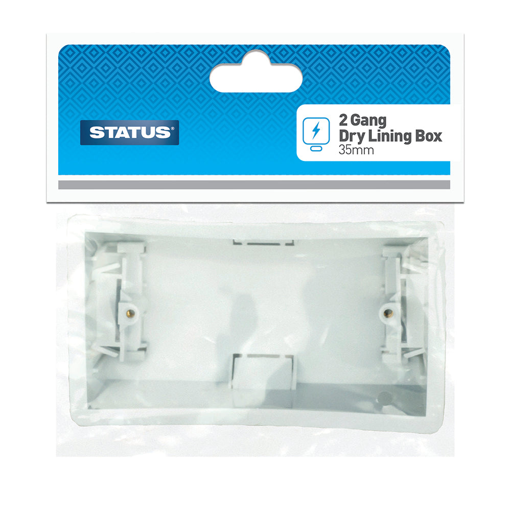 2 gang - 35 mm - Dry Lining Box - White - Status - 1pk