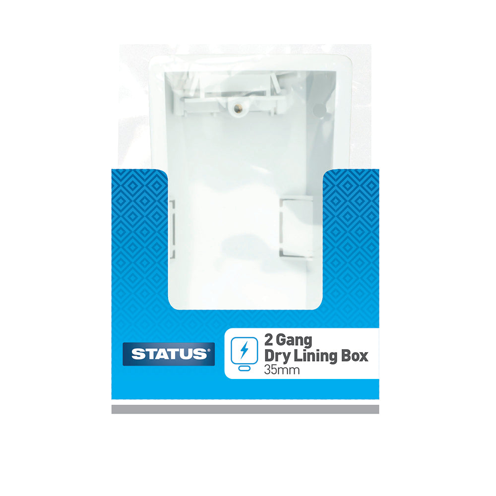 2 gang - 35 mm - Dry Lining Box - White - 1pk