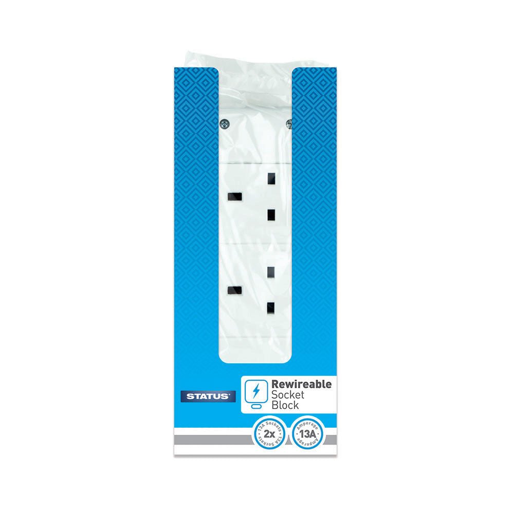 2 way - Re-wireable Socket Block - White