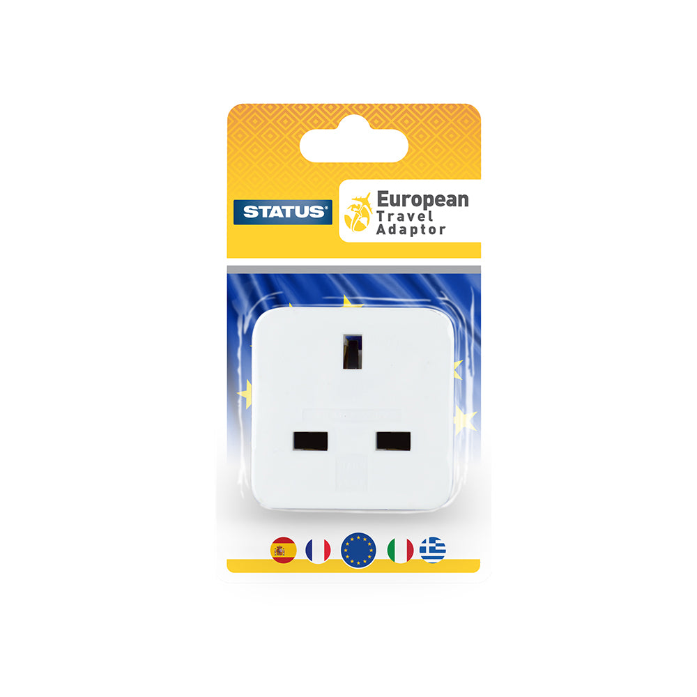 European Travel Adaptor - White - 1 pk - Blister Card