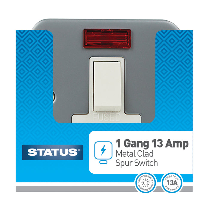 1 gang - 13 amp - Metal Clad - Spur Switch - 1 pk