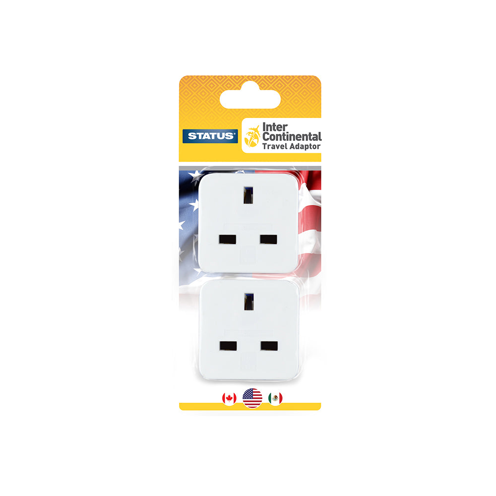 U.S.A. - Intercontinental Adaptor - White -2 pk