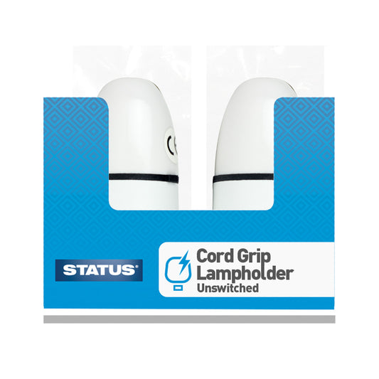 Lamp Holder - Cord Grip - T2 UnSwitched - White -1 pk