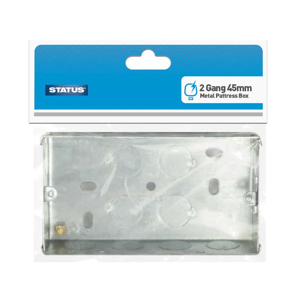 2 gang - 45mm - Metal Pattress Box - Galvanised -1 pk