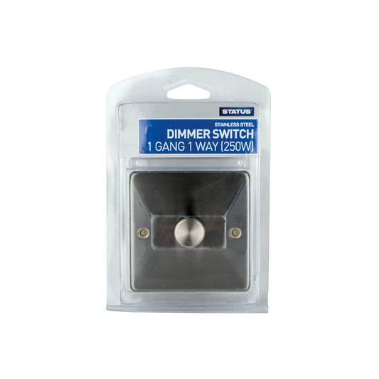 1 x 250w - 1 way - Stainless Steel - Dimmer Switch - 1 pk