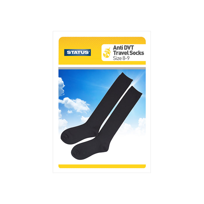 Travel Socks - Black - Shoe Size 6-9 1 pk box