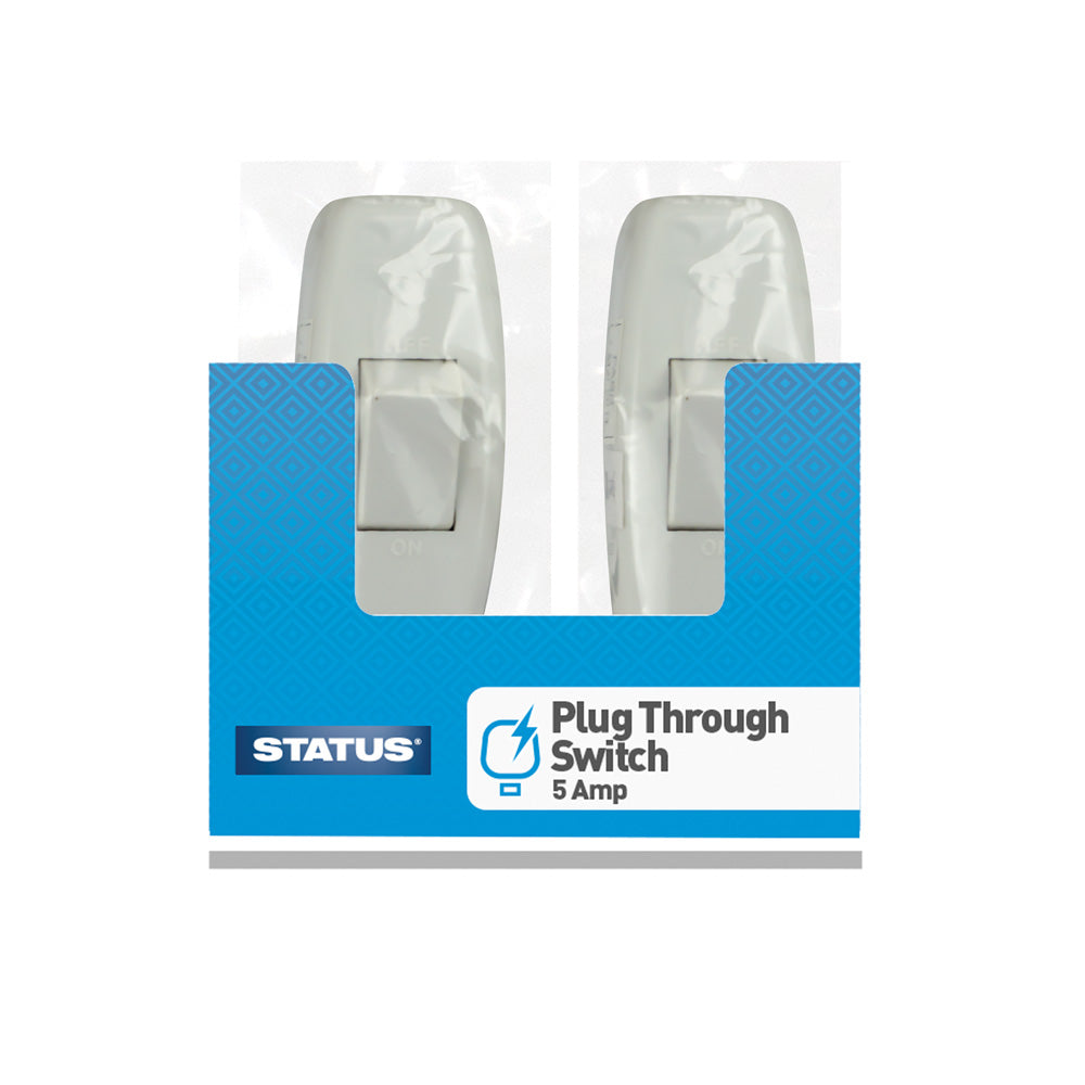 5 amp - Plug through Switch - White -1 pk