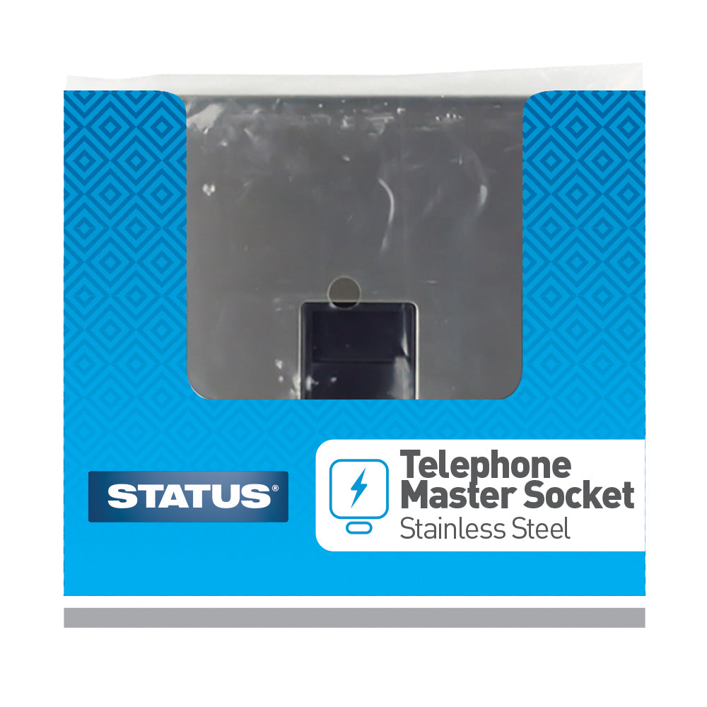 1 gang - Stainless Steel Screwless - Telephone Socket - 1 pk