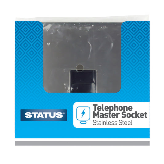 1 gang - Stainless Steel Screwless - Telephone Socket - 1 pk