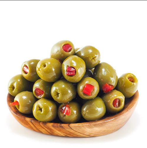 NICOS SIGNATURE OLIVES WITH RED PEPPER