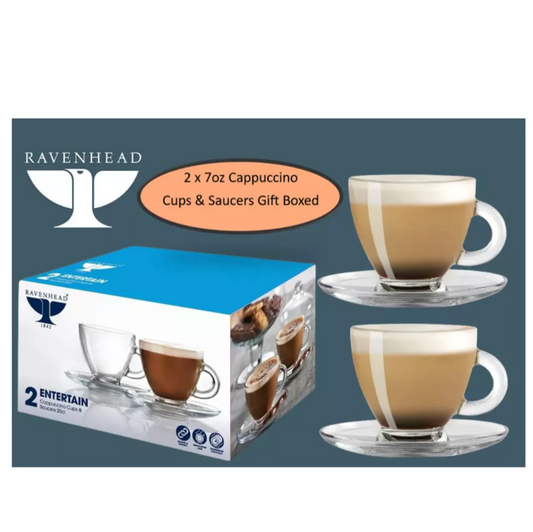 LOT DE 2 TASSES ET SOUCOUPES À CAPPUCCINO ENTERTAIN