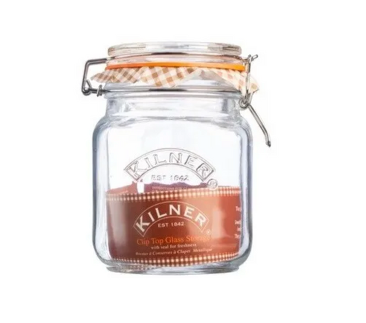Kilner Bocal de conservation carré avec couvercle à clip, 1 L, 1000 ml
