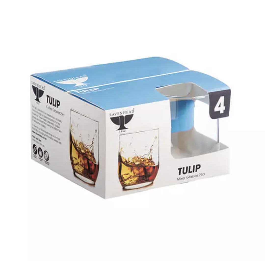 LOT DE 4 VERRES CÔTELÉS TULIPE