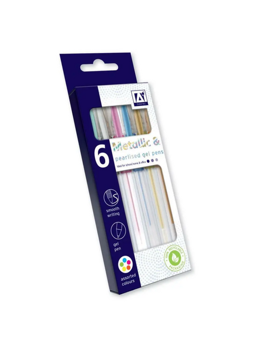 Metallic&Pearlised gel pens 6pk