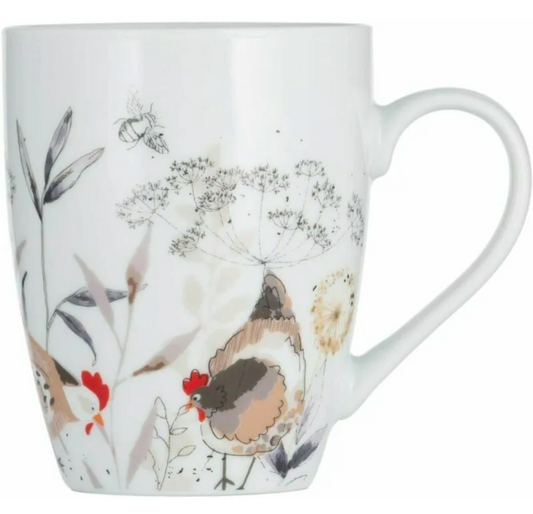Mug en porcelaine Price & Kensington Country Hens, vaisselle de table 18 cm - Blanc