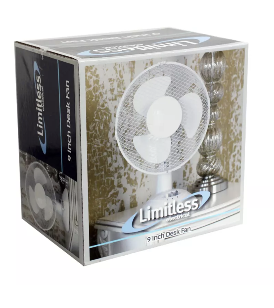 9" DESK FAN OSCILLATING ELECTRIC 9 INCH 2 SPEED SILENT PORTABLE HOME OFFICE