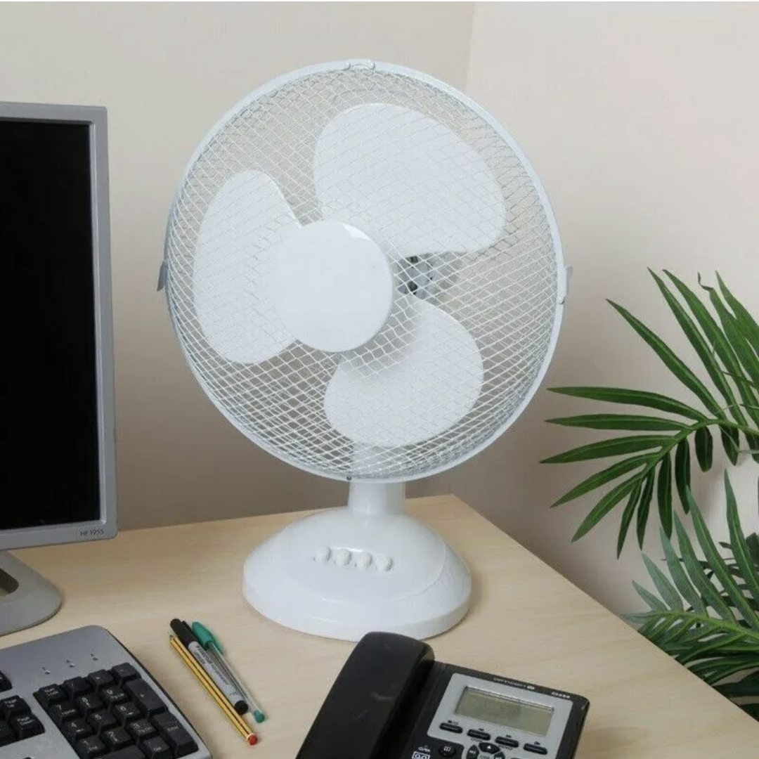 12" OSCILLATING ELECTRIC DESK FAN 12 INCH 3 SPEED SILENT PORTABLE HOME OFFICE