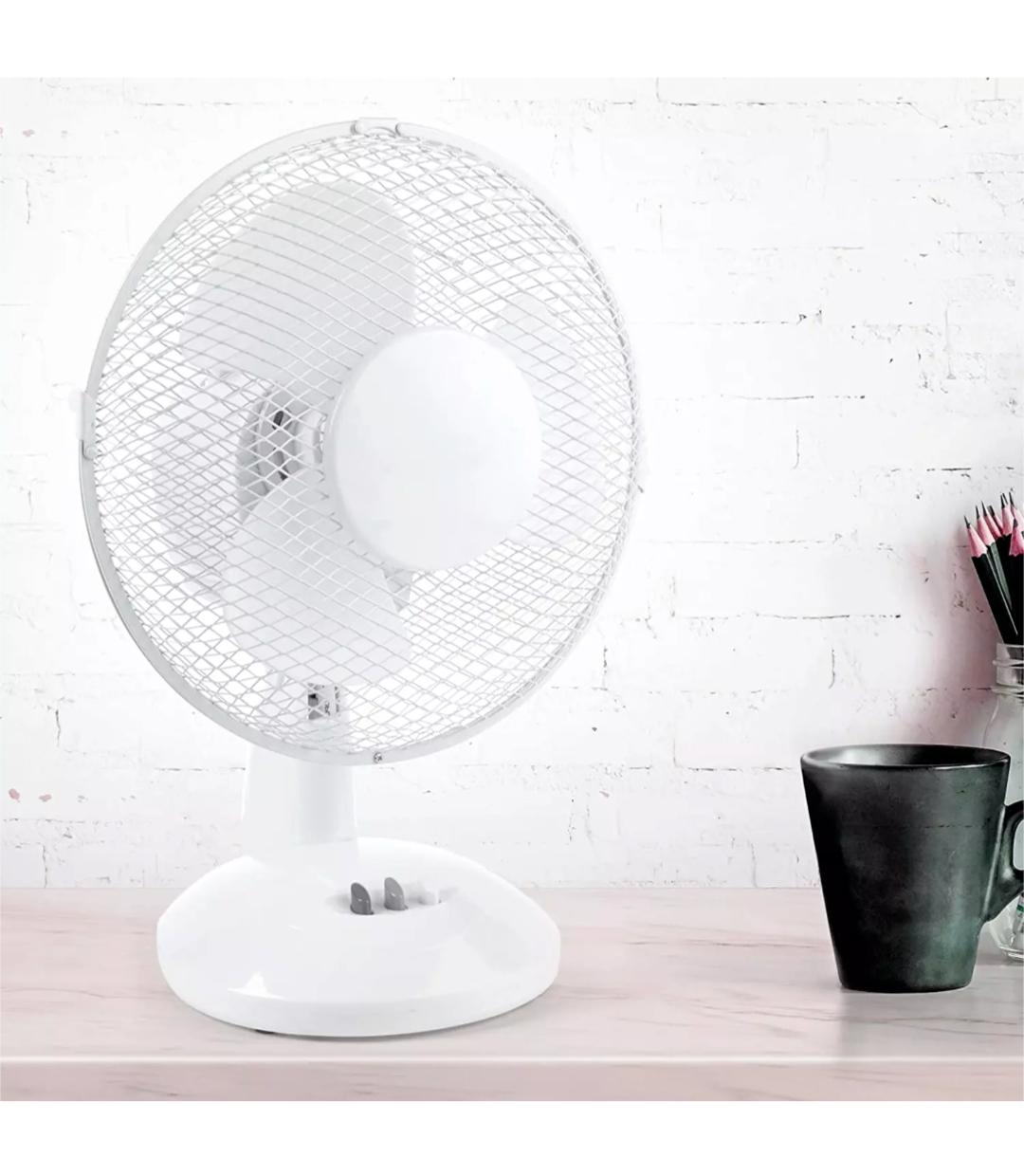 Ventilateur de bureau oscillant portable 9 pouces, rotation, 2 vitesses, maison, bureau, statique