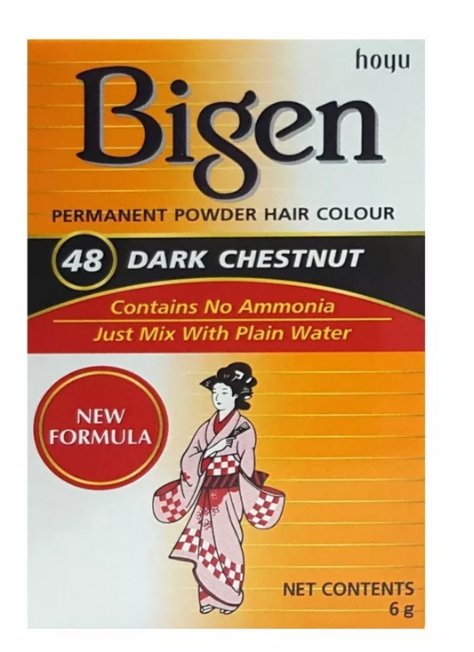 Bigen Teinture capillaire permanente en poudre NOUVELLE FORMULE - Châtain foncé 48 6g