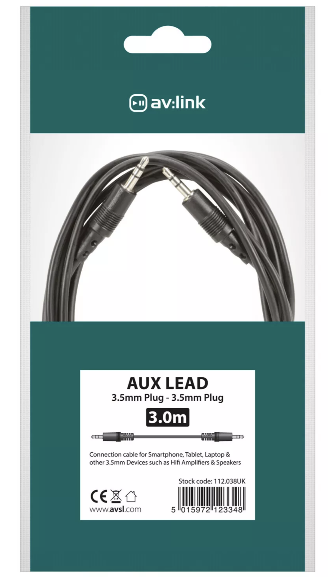3m - 3.5mm Stereo Jack to Jack Audio Cable