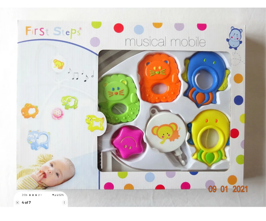 Mobile Musical à Remonter Premiers Pas pour Lit Bébé Dès la Naissance 0+ Animaux Amusants