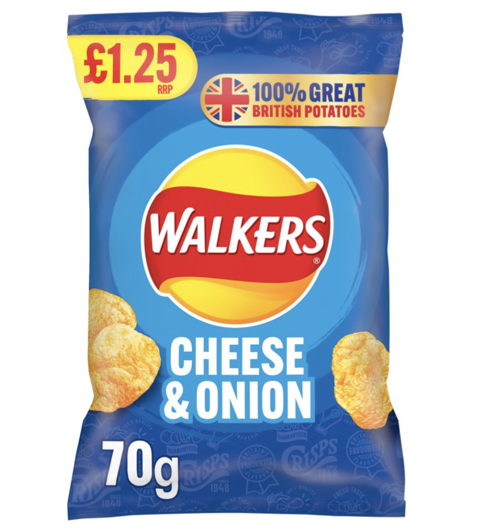 Walkers Cheese & Onion Crisps 70g