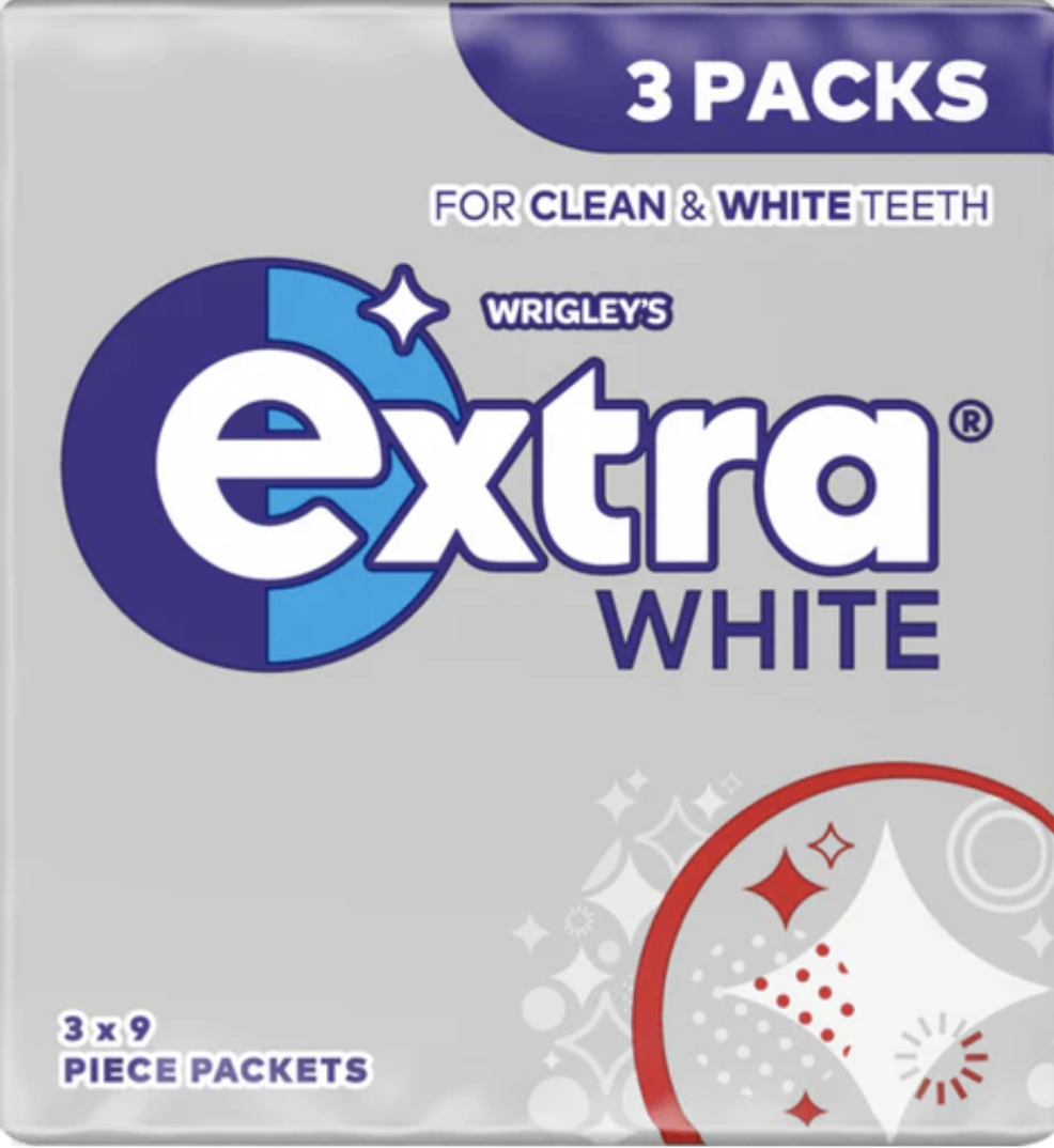 Wrigleys Extra White Chewing Gum, 9 Pack x 3