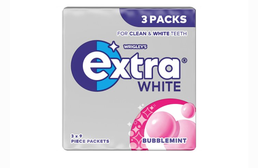 Wrigley's Extra White Bubblemint Chewing 
Gum