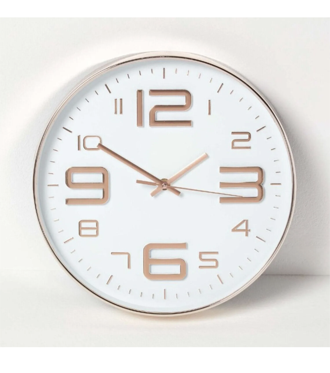 Horloge Murale Ronde Effet Cuivre Quartz 30cm