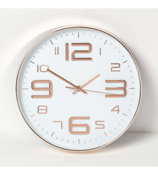 Horloge Murale Ronde Effet Cuivre Quartz 30cm