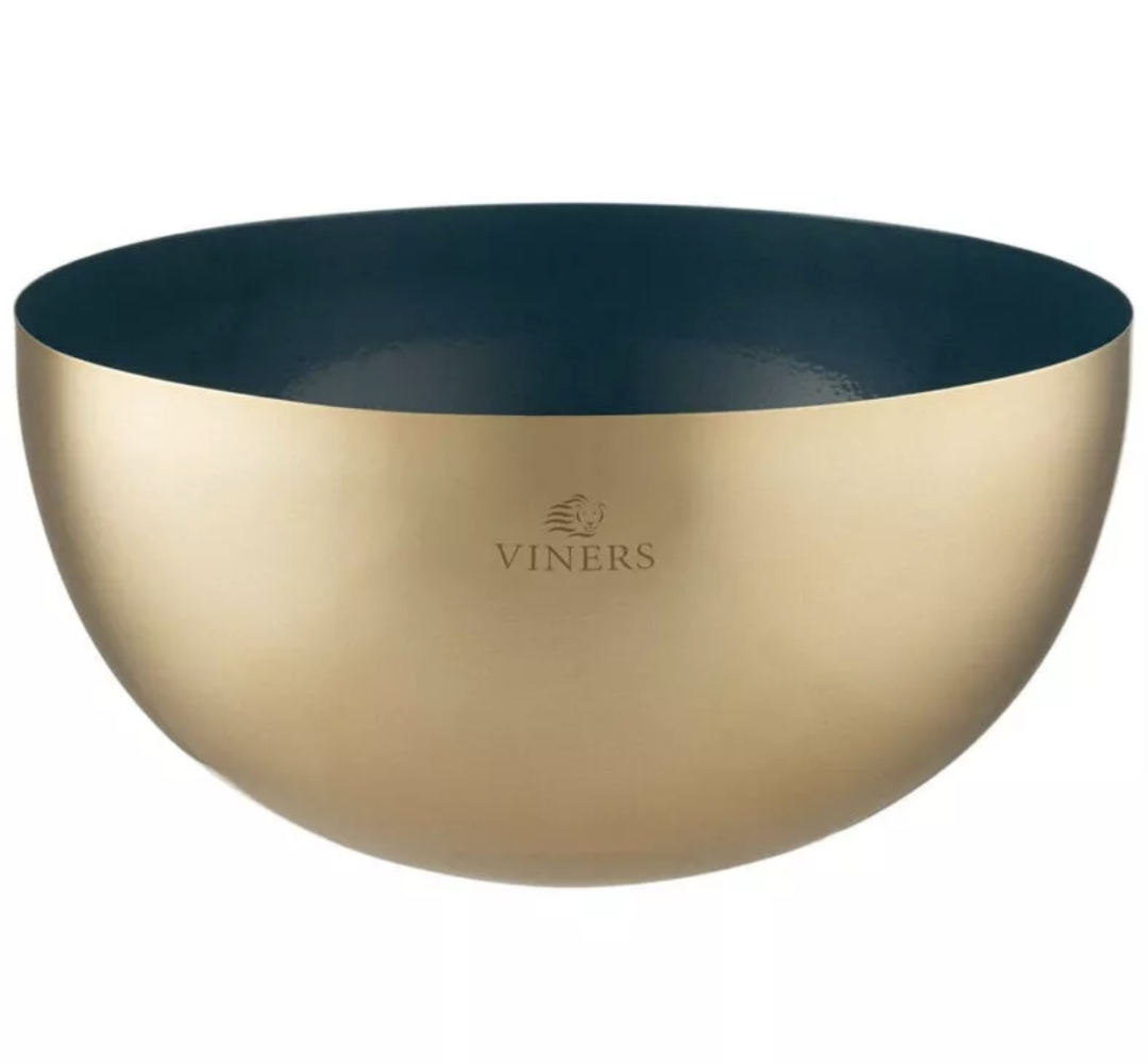 Saladier Viners en acier inoxydable bicolore 25 cm bleu doré
