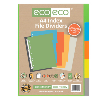 EcoA4 50% Recycled Set 5 Index File Dividers
