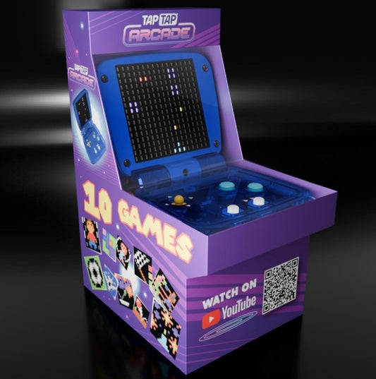 TAPTAP® Arcade, Palm Size Gadget with 10 arcade-style games. Grow 1 of 10 unique characters. High-tech Games, Travel Toy, Gift for Age 5+