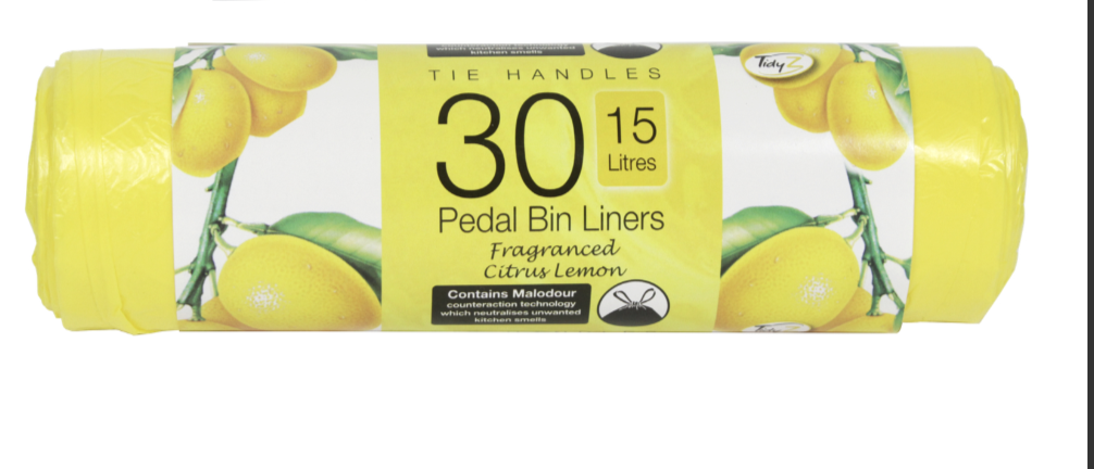 30 SACS POUBELLE À PÉDALE PARFUMÉS CITRON AGRUMES 15L